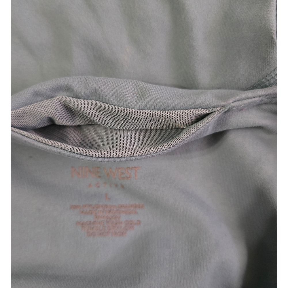 Nine West Active Womens Sage Green High Waisted Biker Shorts Side Pockets Large - Picture 11 of 13